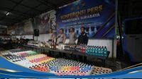 Gelar Operasi KRYD, Polrestabes Surabaya Sita 5.385 Botol Miras Ilegal